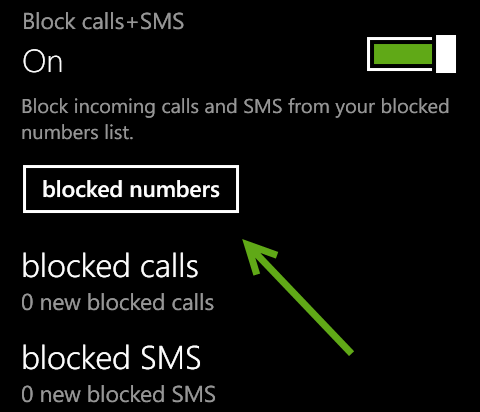 view blocked number on Windows Phone 8