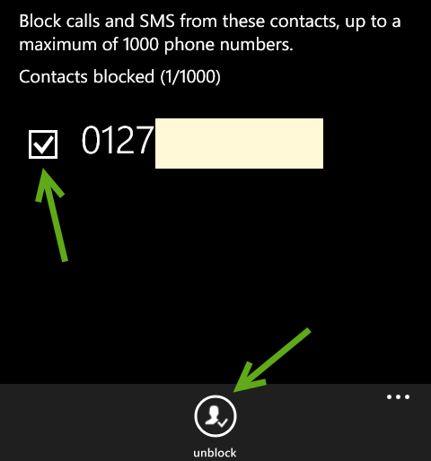 remove blocked numbers in Windows Phone 8