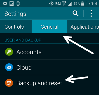 Galaxy S5 backup and reset