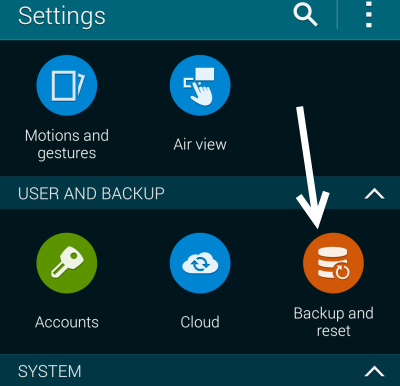 Galaxy S5 backup and reset