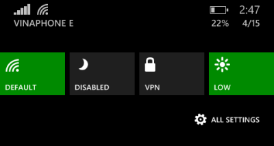 windows phone 8.1 action center