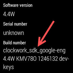 enable Developer Options Android Wear