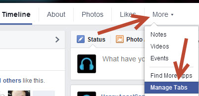 reorder facebook page tabs