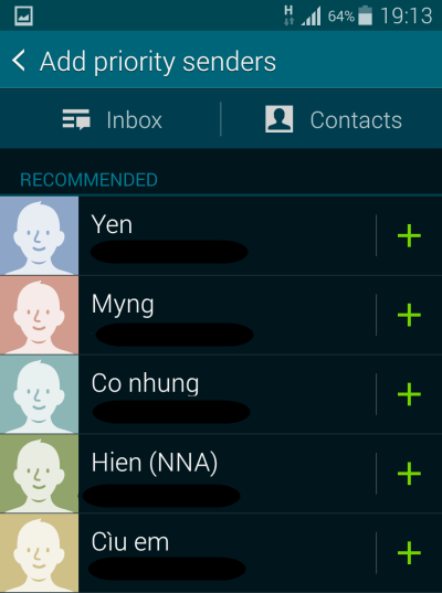 Add priority senders to Messages app in Galaxy S5
