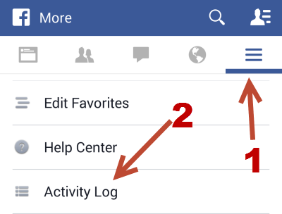 Access Facebook activity log on mobile