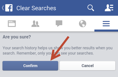 Clear all searches on Facebook mobile