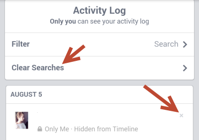 Clear recently searched item on Facebook mobile