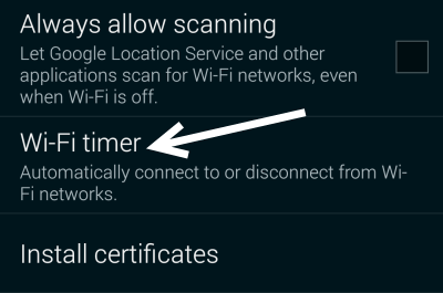 Galaxy S5 WiFi Timer