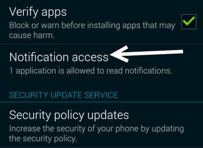android notification access settings