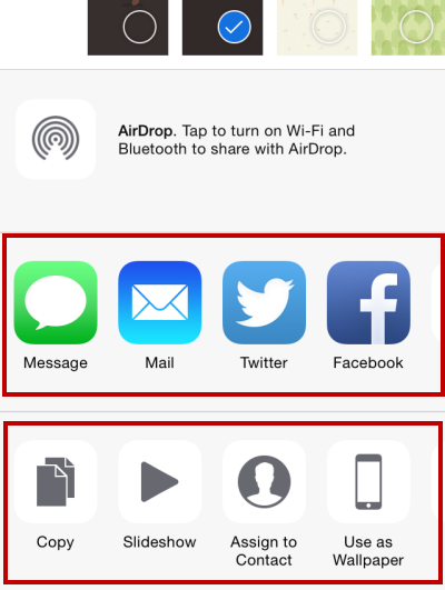 iOS Share apps actions