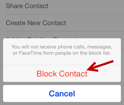 iOS block contact