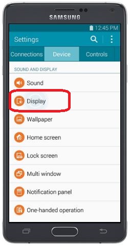 Sound and Display on Settings on Note 4