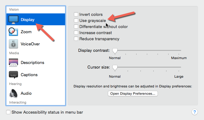 OS X grayscale option