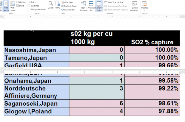 edit two parts of the document at the same time