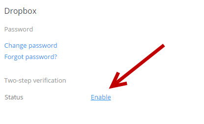 Dropbox Two-step verification