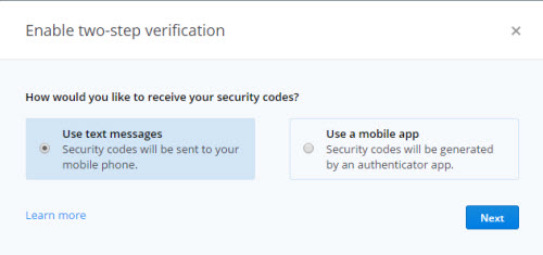 Dropbox two-step verification