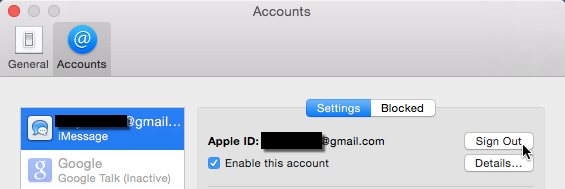 iMessages sign out
