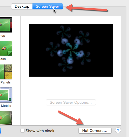 Yosemite screen saver settings