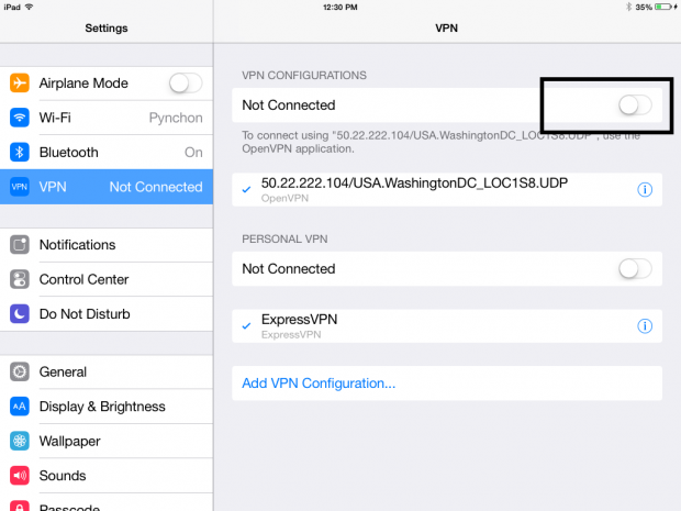 how to configure VPN for iPad