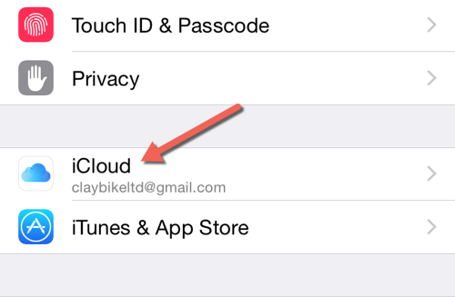 iOS iCloud Settings