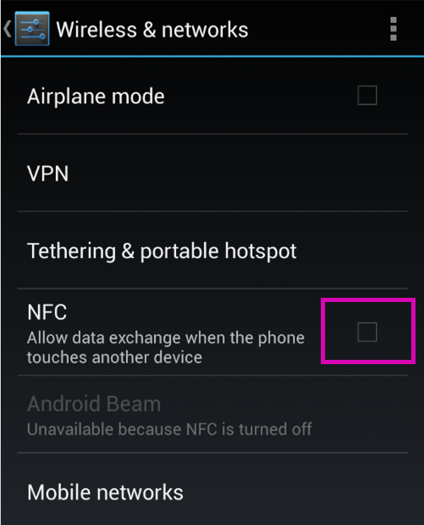android turn off nfc