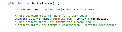 using pushControllerWithName and presentControllerWithName