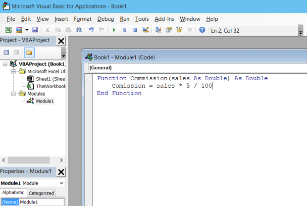 how to create excel custom function