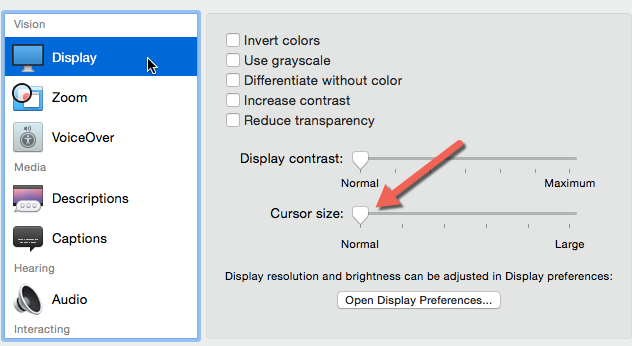 OS X increase cursor size