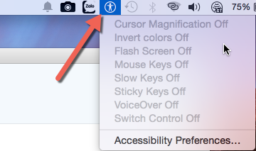 Accessibility in menu bar