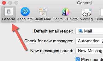 OS X Mail General Preferences