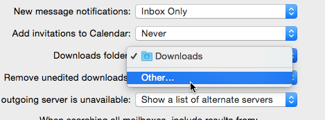 OS X Mail Change download folder