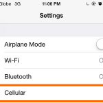 Cellular options on settings