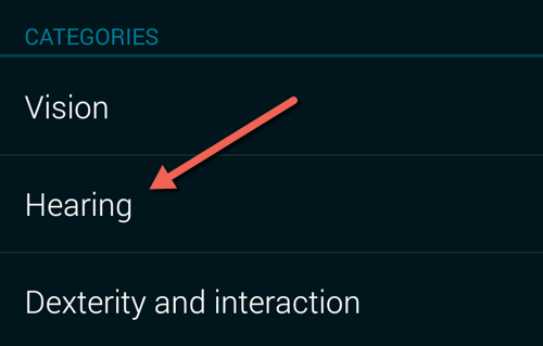 Hearing accessibility setting