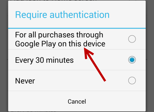 require password for Play Store purchases