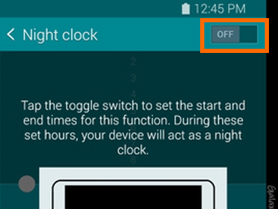 Tap the Switch to turn on Night Clock
