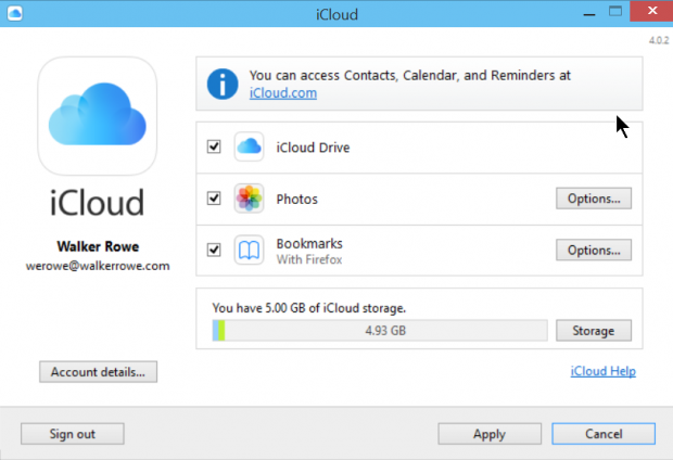 set up icloud for windows