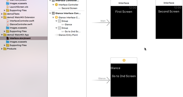 Apple Watch app storyboard