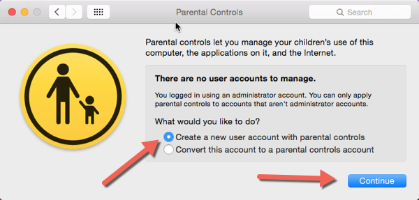 set up new account on OS X