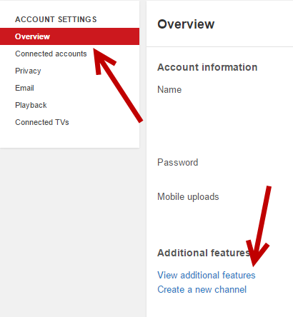 YouTube additional Settings