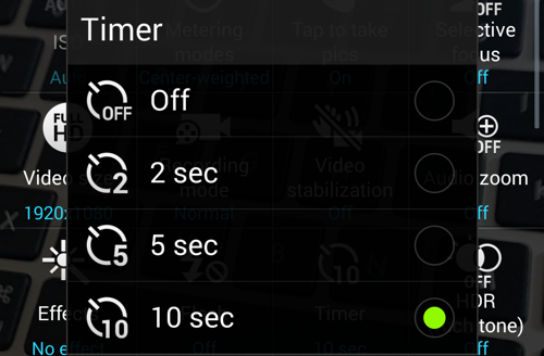 Samsung Camera Set Timer