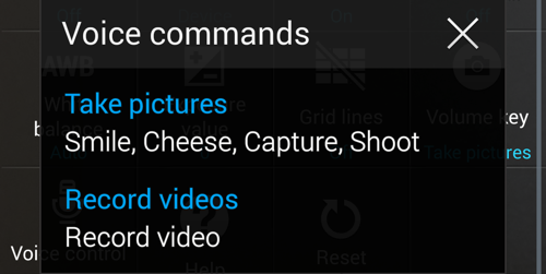 Voice commands for taking picture