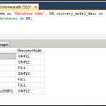 how to find sql server recovery model