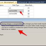 savings changes not permitted in sql server