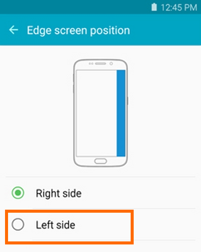 Choose position of edge screen