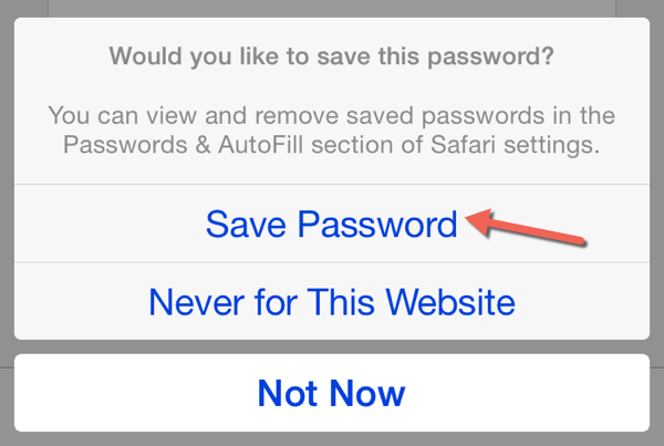 Safari Save Password