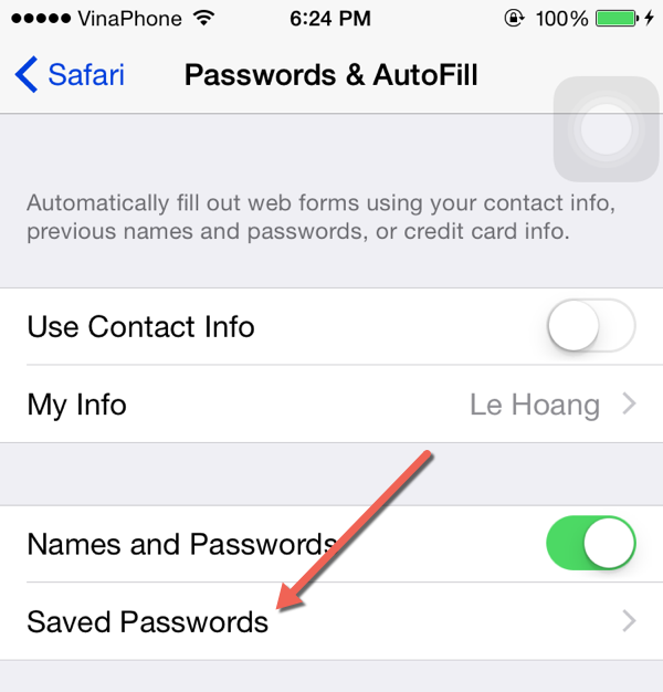 Safari Saved Passwords