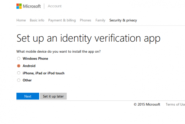 enable two factor authentication for microsoft account