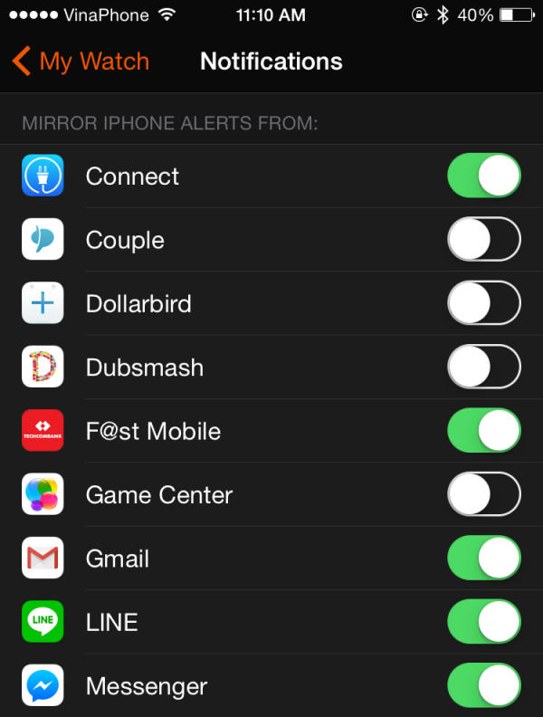 Apple Watch notification setting