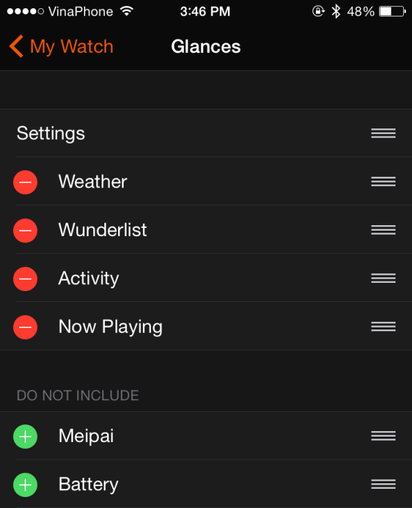 Apple Watch Change Glances