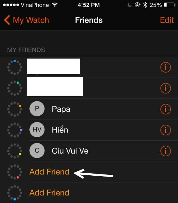 Apple Watch add friends